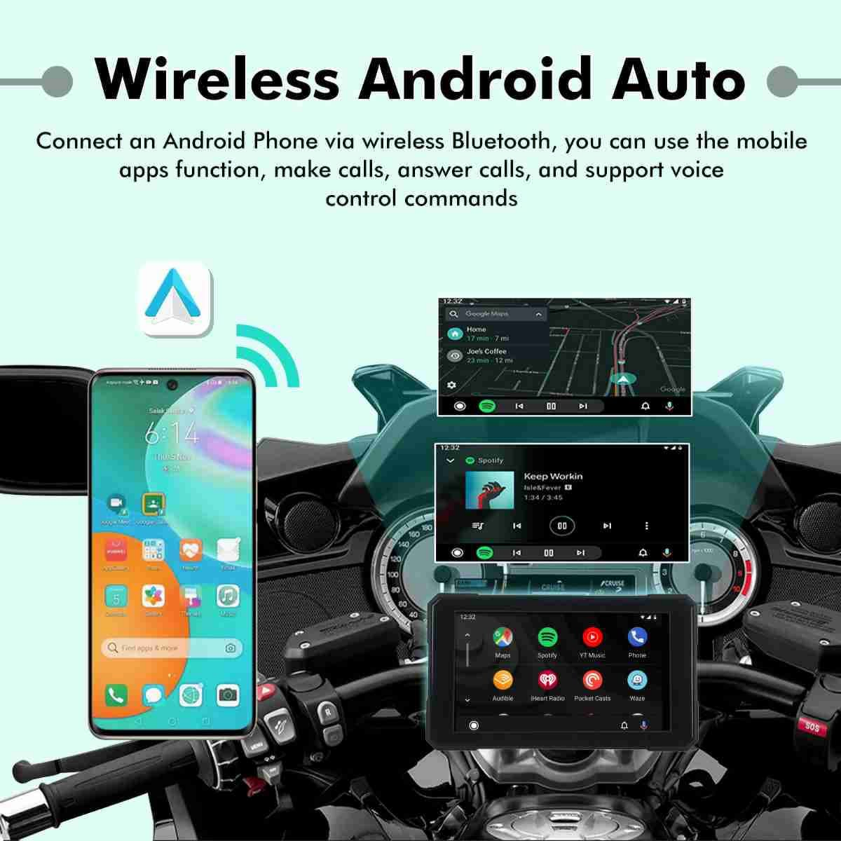 Simtac M3 Detachable Motorcycle GPS CarPlay And Android Auto System without TPMS