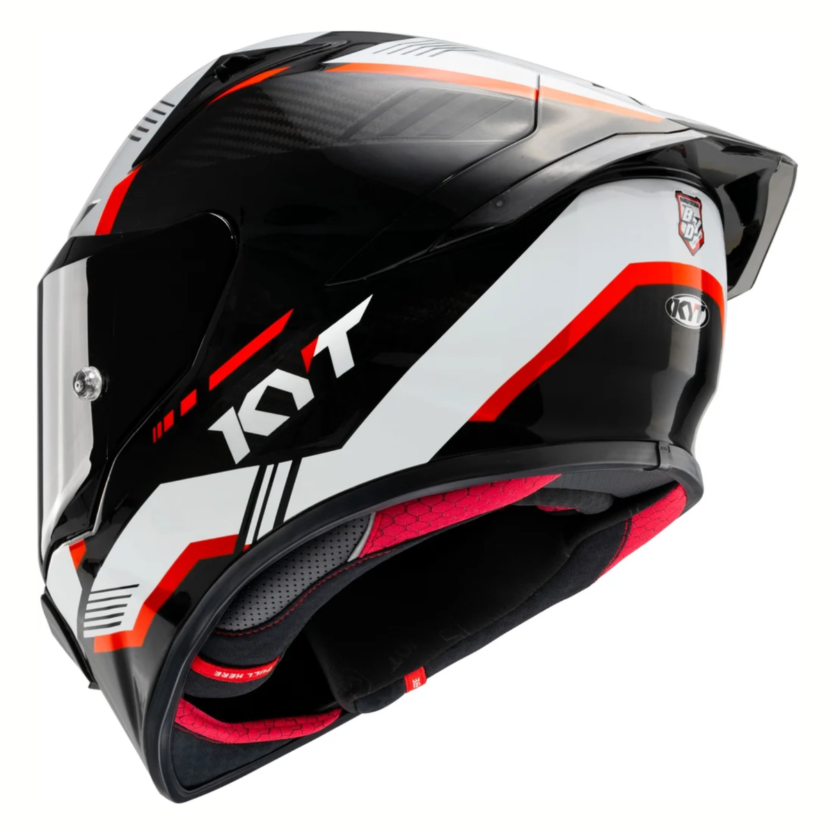 KYT R1R Zone Carbon Fiber Helmet - Gloss Black Red - KYT Helmets