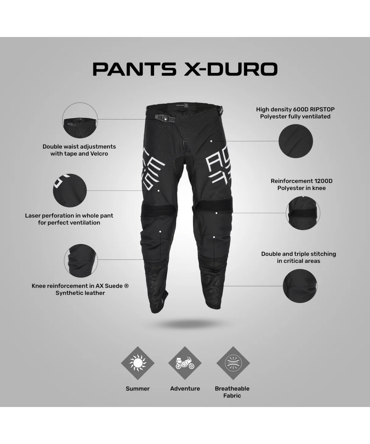 Acerbis MX K-Windy Vented Adult Riding Pants - Black - Acerbis