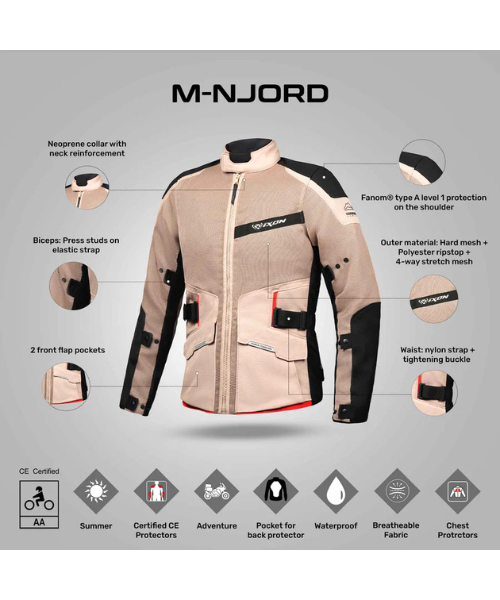 Ixon M-NJORD Riding Jacket - Sand Black Red