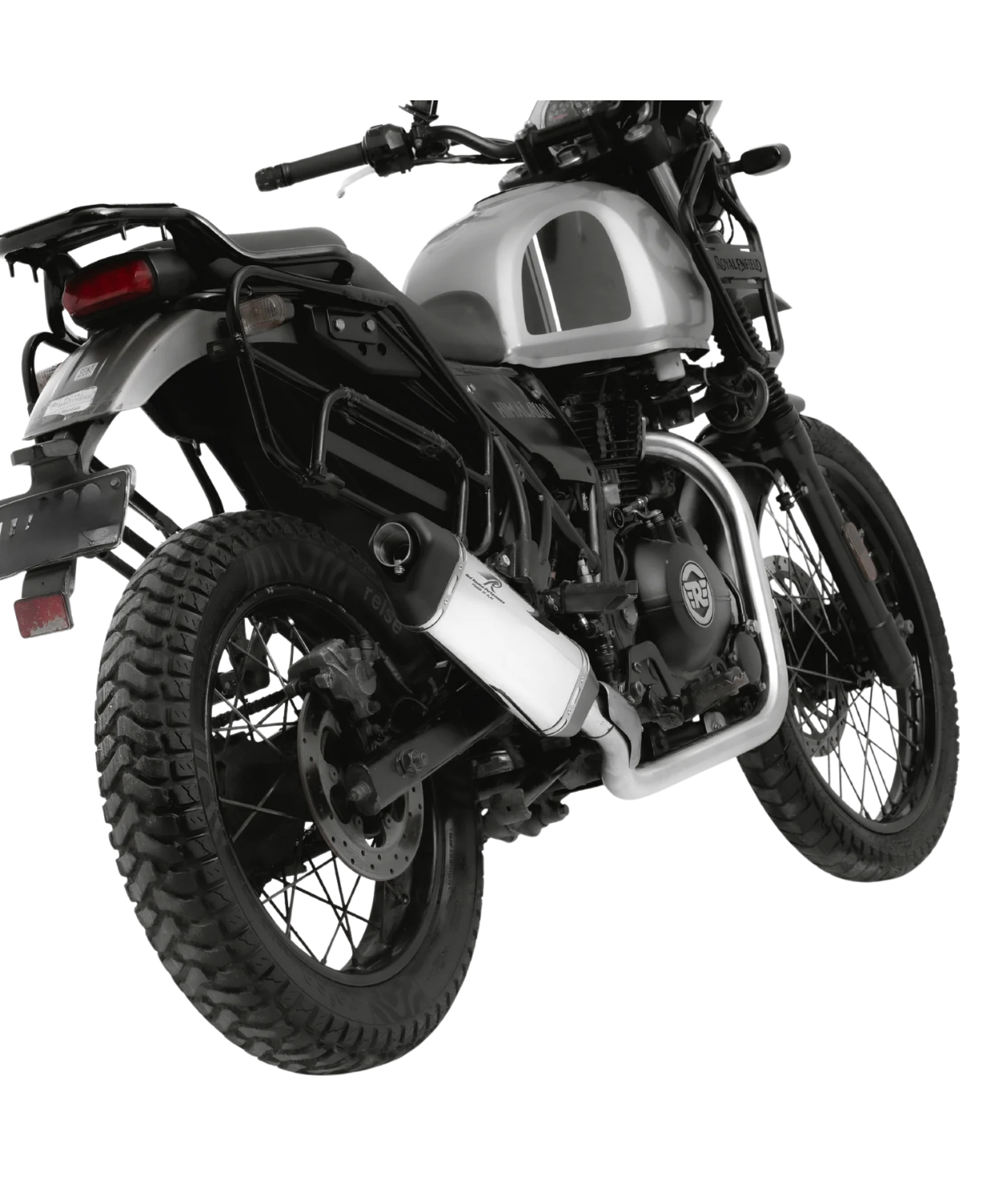 Red Rooster Performance Vertex Exhaust for Himalayan 411/ Scram 411 / Scram 440 - Silver Polish