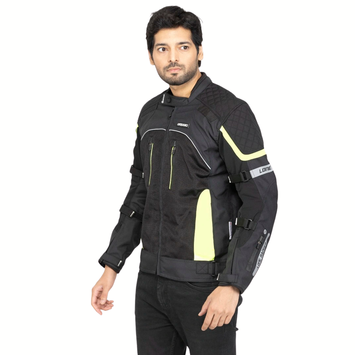 Lone Ranger Urbano Single Layer Riding Jacket - Black Neon Green