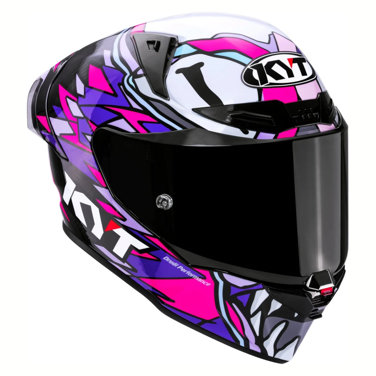 KYT R1R Enea Bastianini Replica 2023 Carbon Fiber Helmet - Gloss Black Pink - KYT Helmets