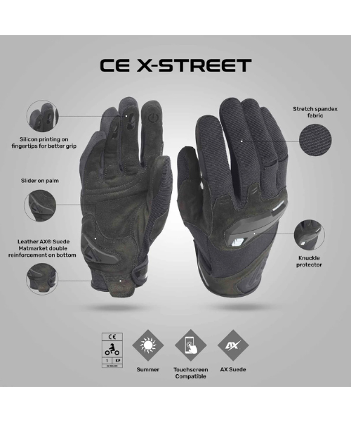 Acerbis X-Street CE Riding Gloves - Black