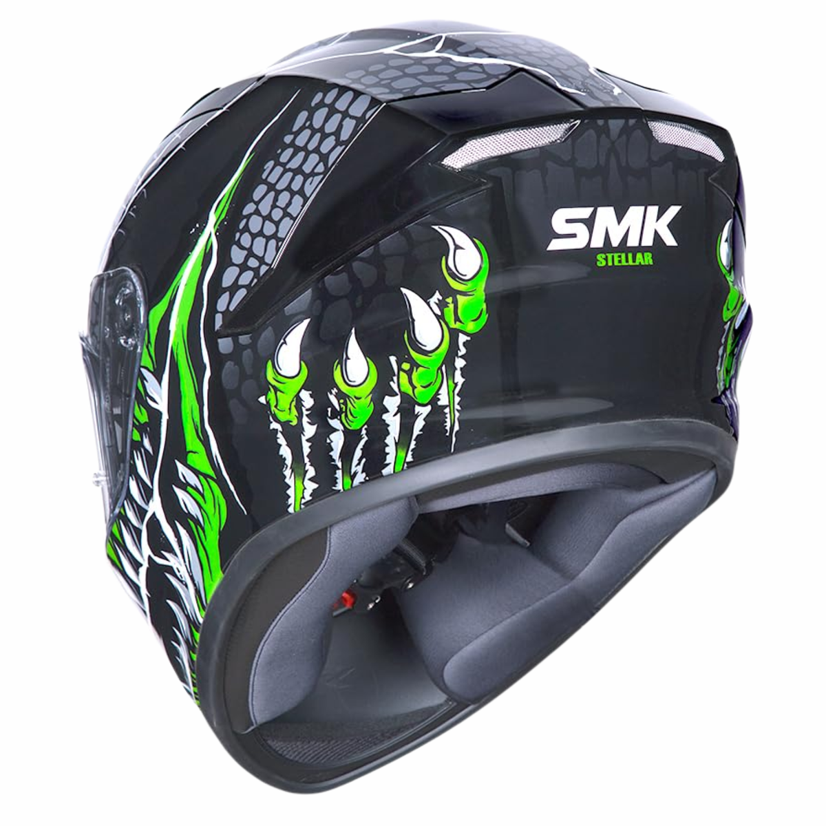 SMK Stellar Sports Taotei GL268 Helmet - Gloss Black Grey Green - SMK