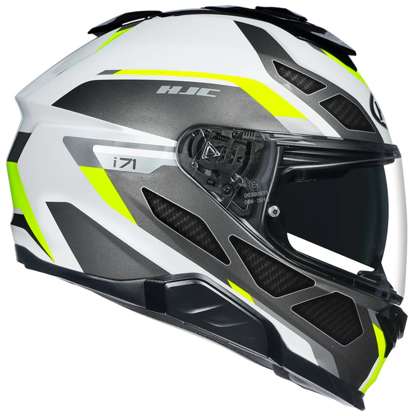 HJC I71 Zest MC3H Helmet - Black White & Fluorescent Green
