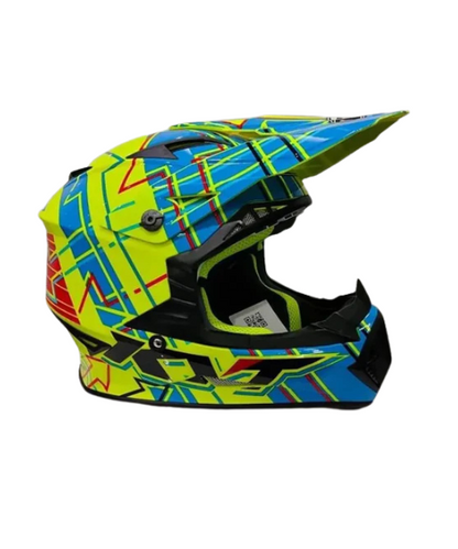 KYT Jumpshot Helmet - Gloss Yellow Fluo Blue