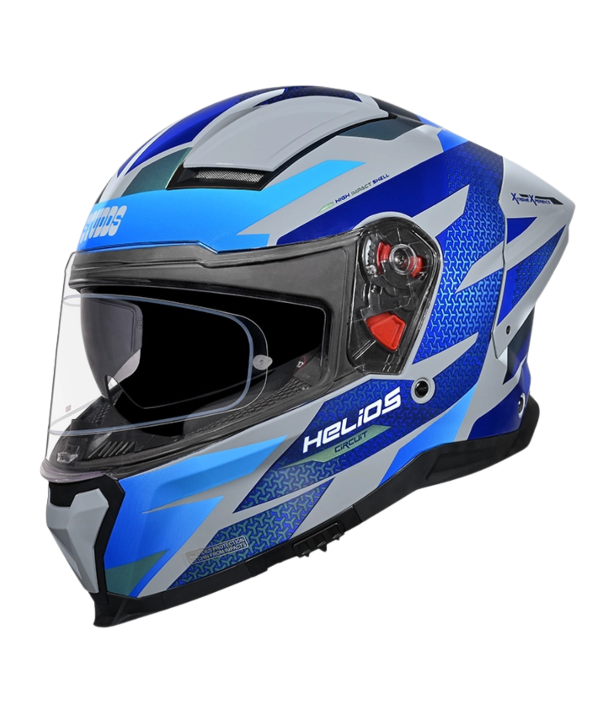 Studds Helios D2 Circuit Chameleon Decor Graphics Helmet - Grey Blue N1 - Studds