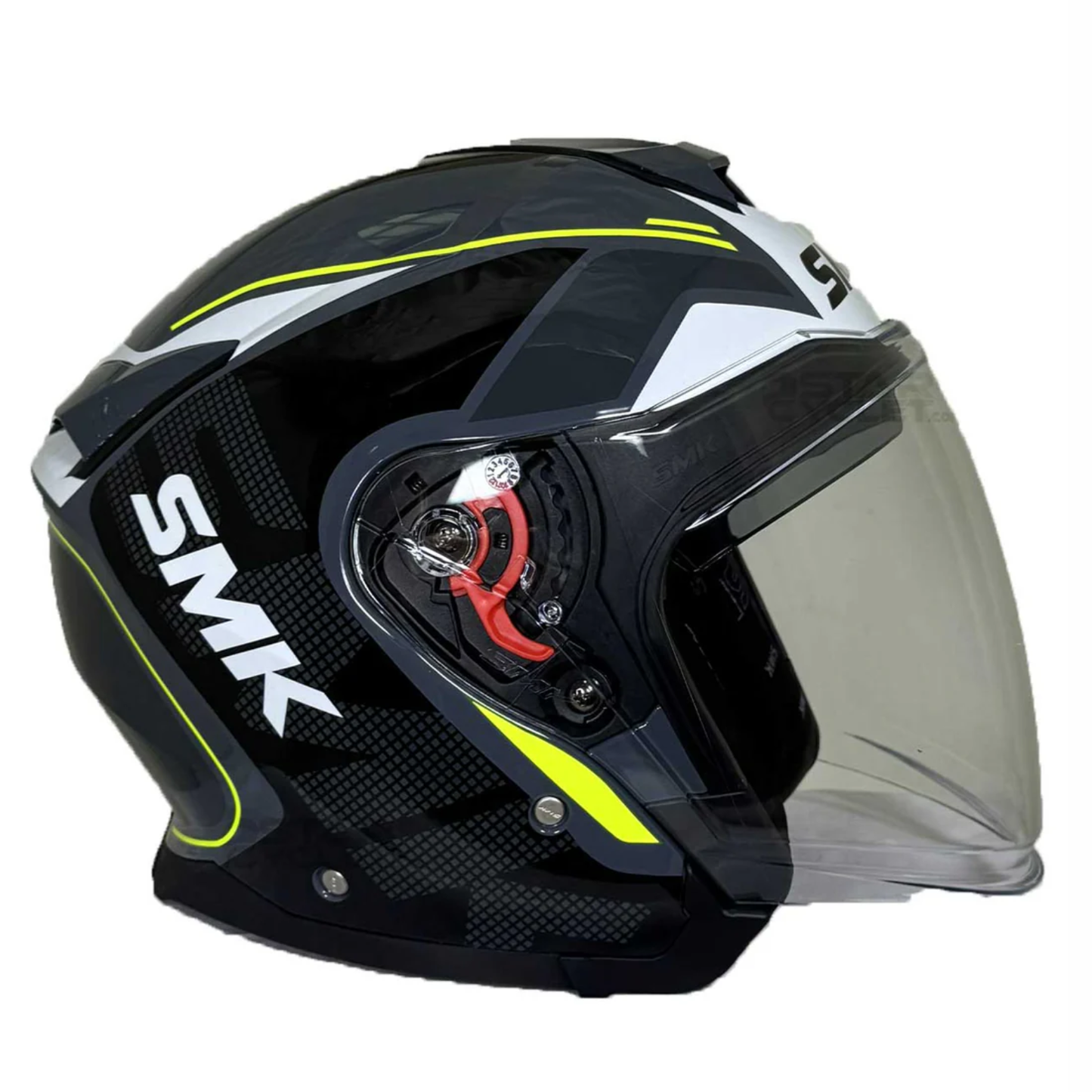 SMK GTJ Tourer GRPS GL614 Half Face Helmet - Gloss Grey Black Hiviz