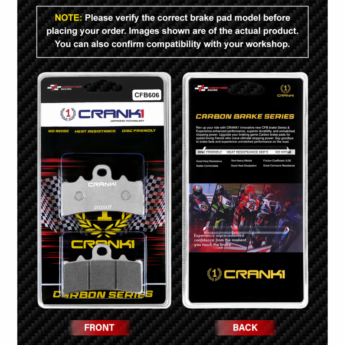 Crank1 Carbon Brake Pads for BMW G 310 RR