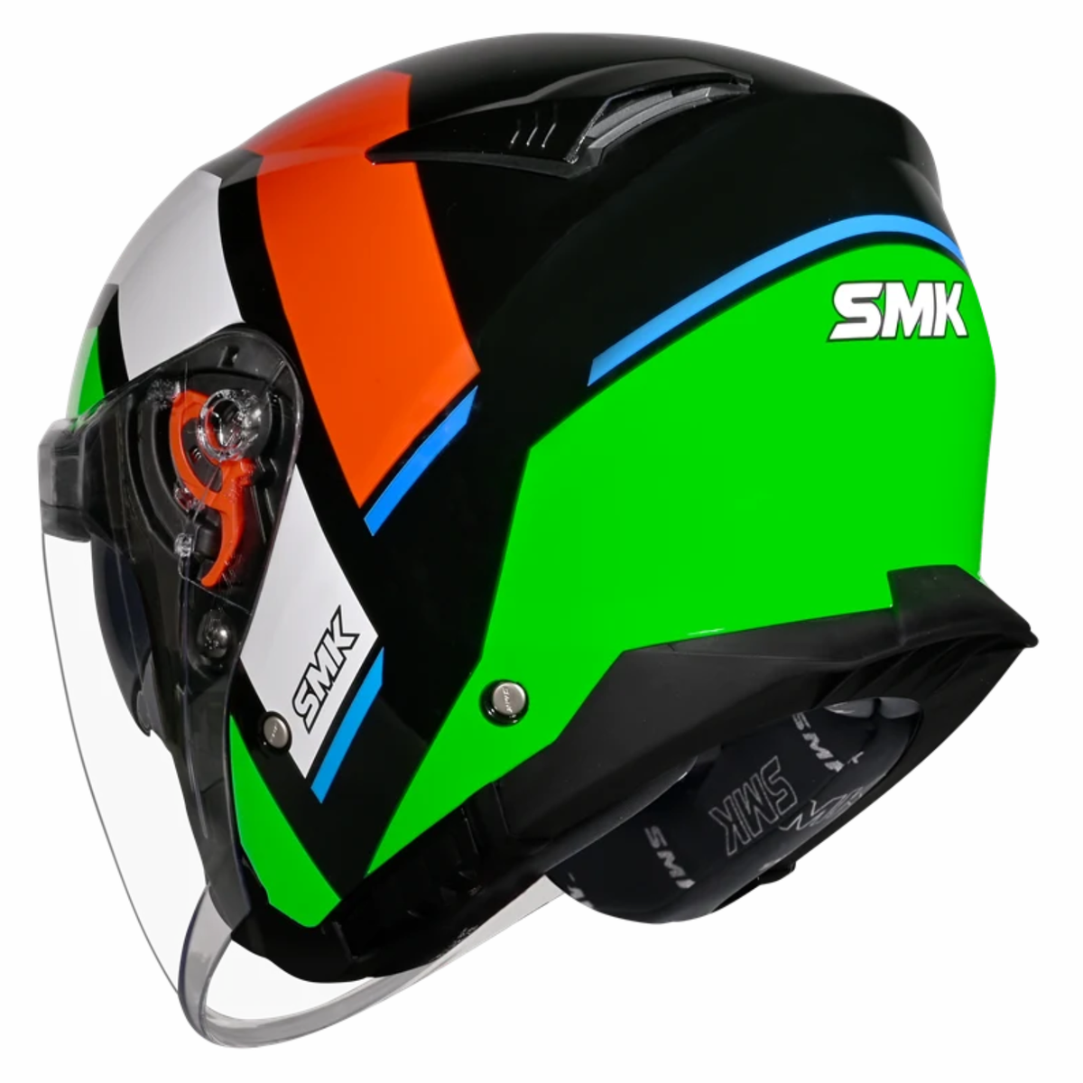 SMK GTJ Rover GRPS GL283 Half Face Helmet - Gloss Green Red White - SMK