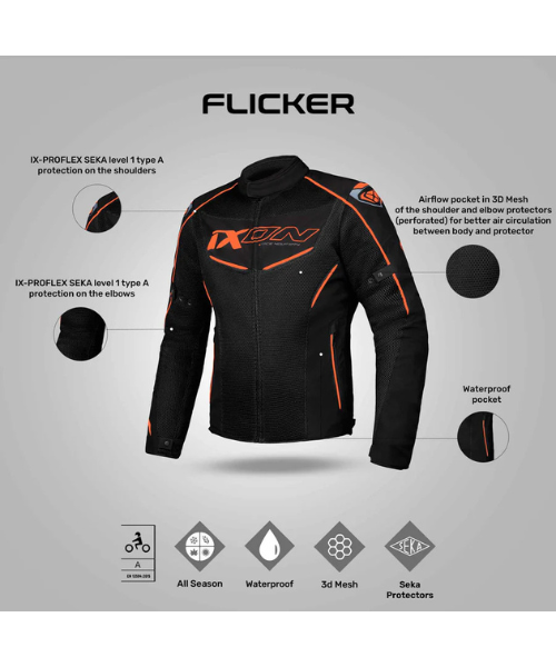 Ixon Flicker Riding Jacket - Black Orange