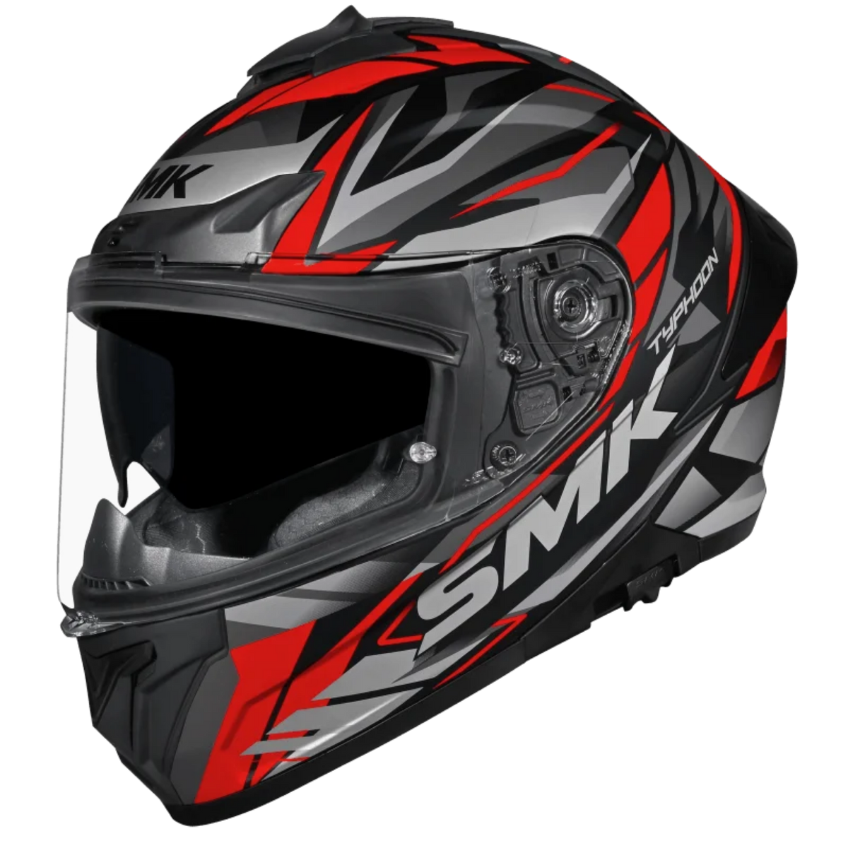 SMK Typhoon Rival GRPS MA263 Full Face Helmet - Matt Black Grey Red - SMK