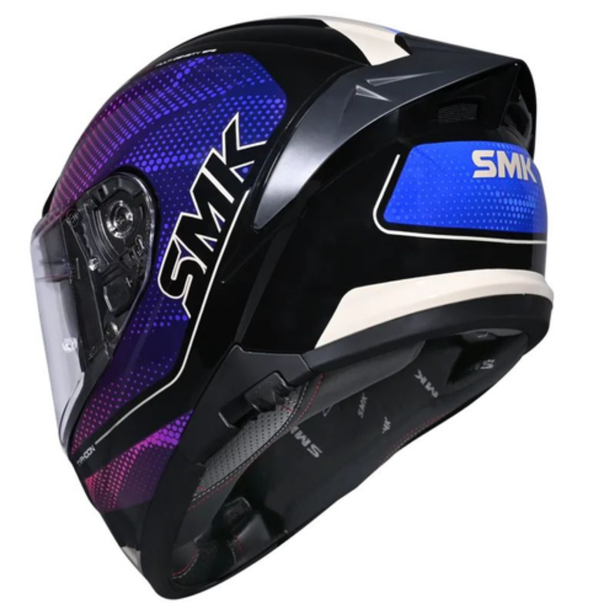 SMK Typhoon Mystic GRPS MA295 Full Face Helmet - Matt Black Blue Pink - SMK