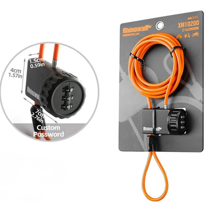 Rhinowalk 2 M Heavy Duty Bicycle Cable Lock - Orange - XM10200