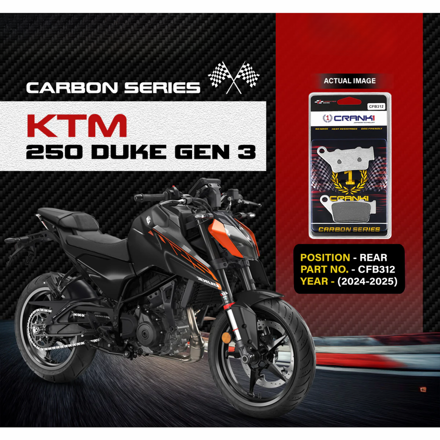 Crank1 Carbon Brake Pads for KTM 250 Duke Gen 3 (2024-2025)