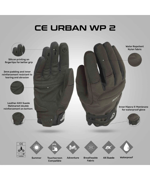 Acerbis Urban WP CE Riding Gloves - Black