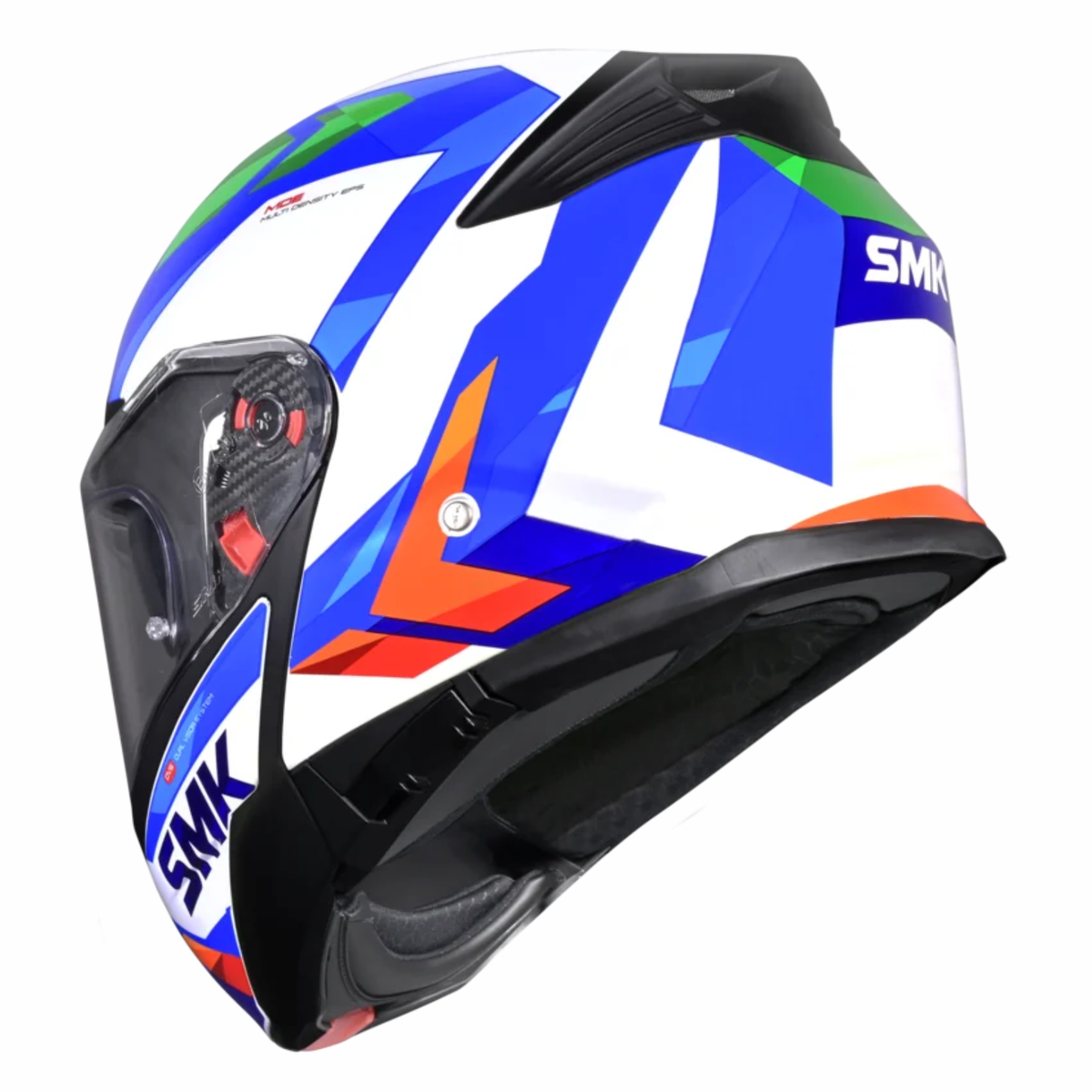 SMK Gullwing Charger GL158 Flip Up Helmet - Gloss Black White Blue - SMK