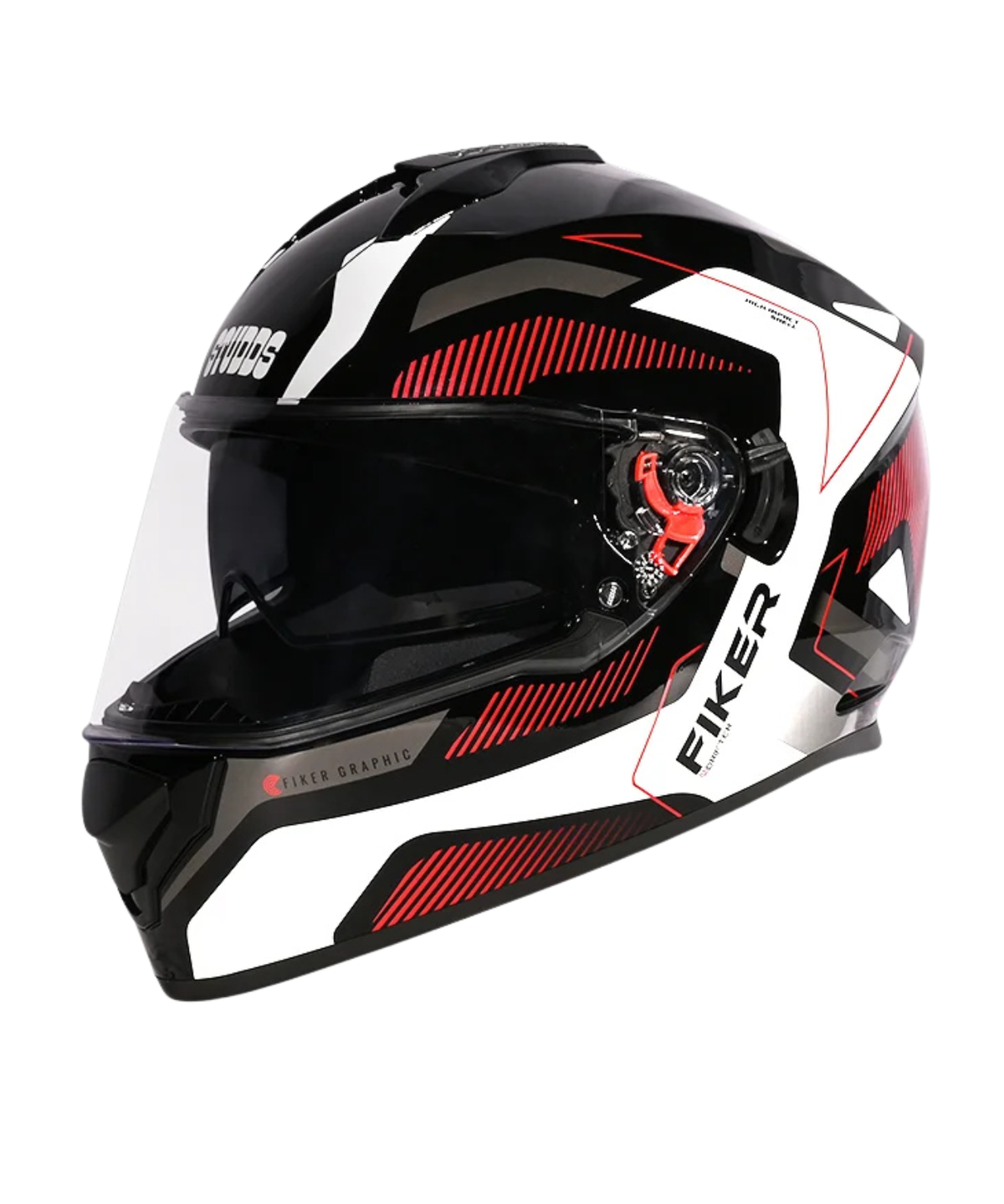 Studds Drifter D5 Fiker Decor Graphics Helmet - Gloss Black Red N2 - Studds