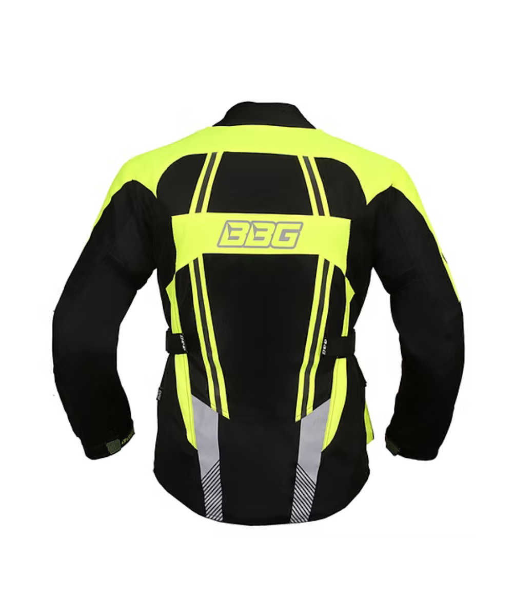 BBG Indiana Adventure Riding Jacket with Chest Guard without Liner - Neon