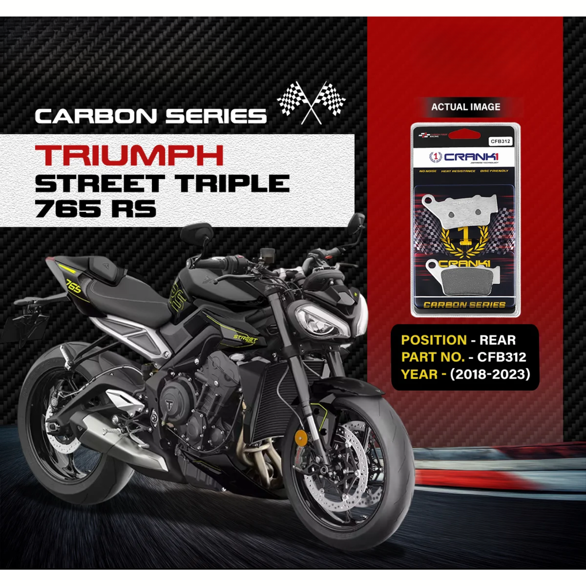 Crank1 Triumph Street Triple 765 RS (2018-2023) Carbon Brake Pads