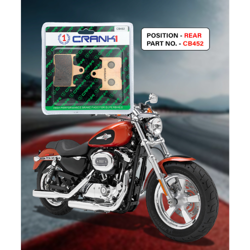 Crank1 Fully Sintered H2 Series Brake Pads for Harley Davidson Sportster XL Custom 1200