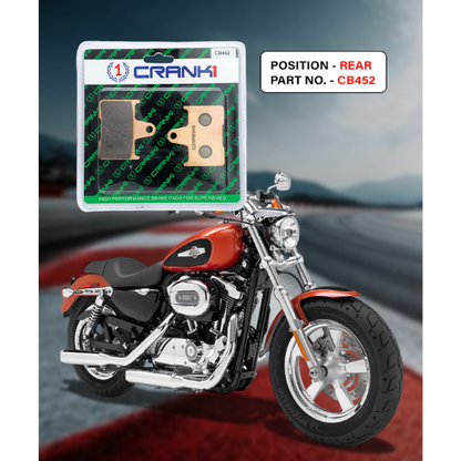 Crank1 Fully Sintered H2 Series Brake Pads for Harley Davidson Sportster XL Custom 1200