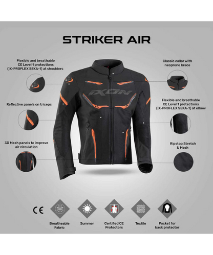 Ixon Striker Air Riding Jacket - Black Orange