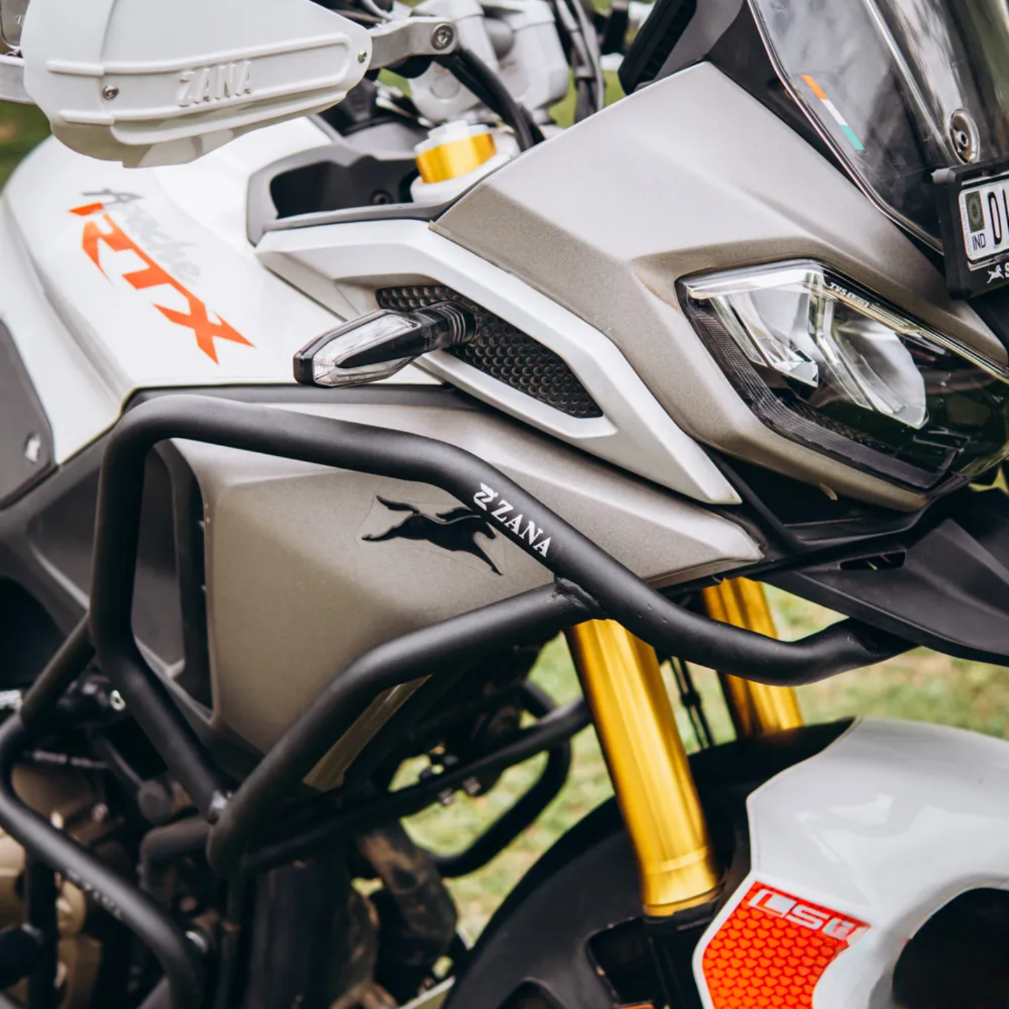 Zana TVS Apache RTX 300 Beak Version Upper & Lower Crash Guard With Slider Combo - Black - ZI-8735 / ZI-8710