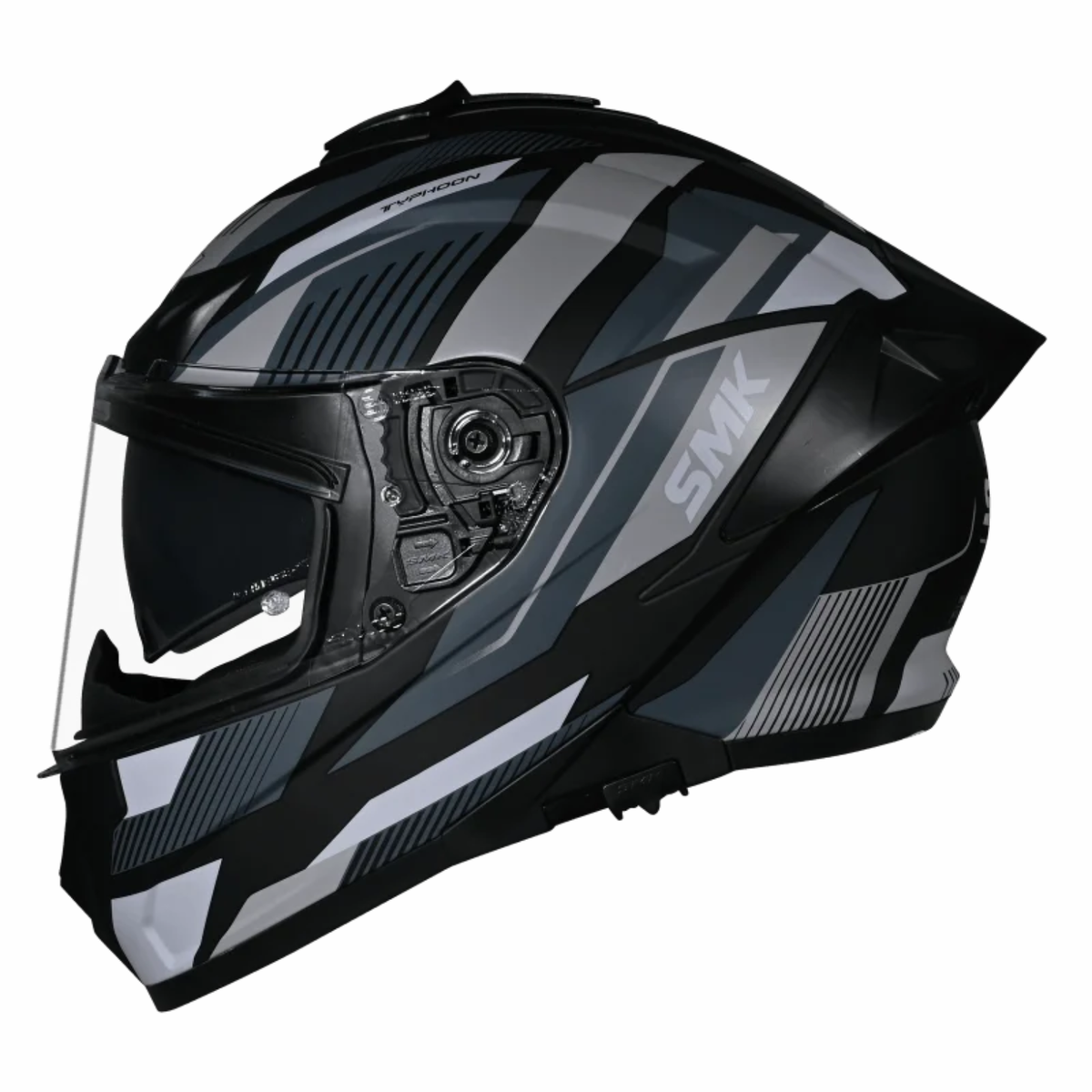 SMK Typhoon Sparko GRPS GL266 Ful Face Helmet - Gloss Black Grey - SMK