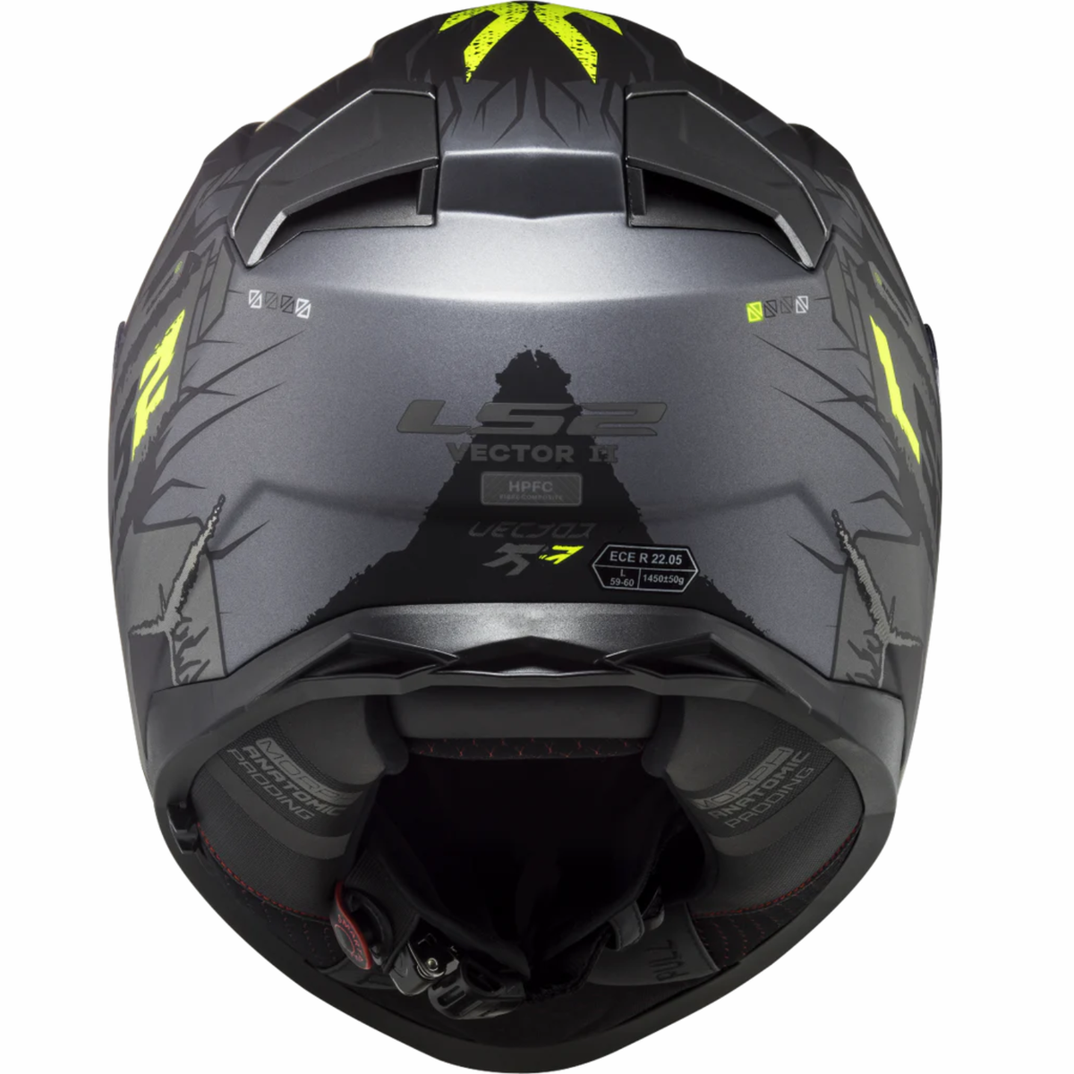 LS2 FF811 Vector II Techbot Gloss Titan Hi-Viz Helmet - Yellow - LS2