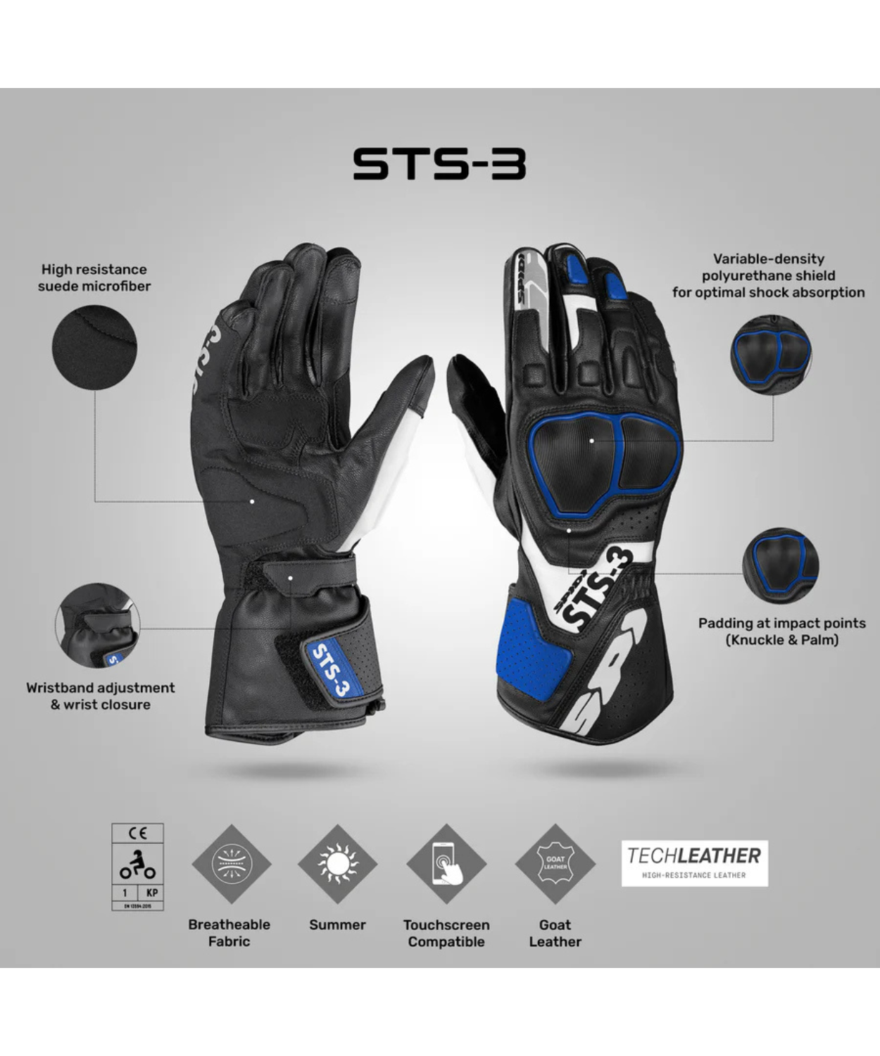 Spidi STS 3 Riding Gloves - Black Blue