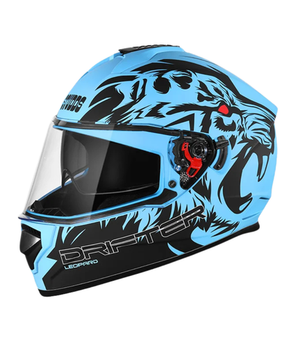 Studds Drifter D2 Leopard Decor Graphics Helmet - Matt Blue Black N9
