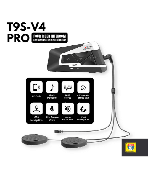 Route95 T9S-v4 Pro Universal Helmet Bluetooth And Intercom