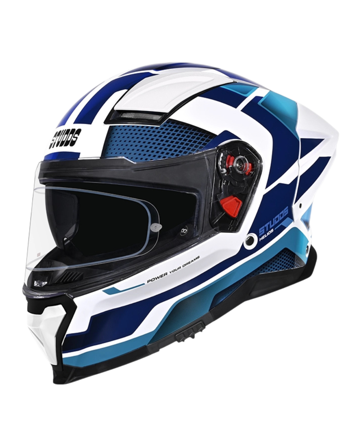 Studds Helios D1 Asphalt Decor Graphics Helmet - Gloss White Blue N1