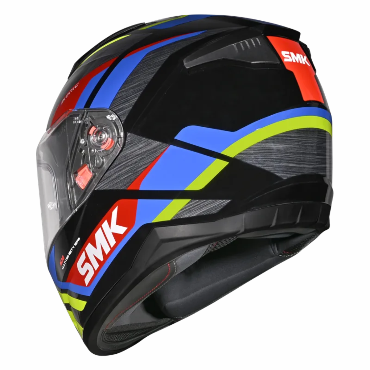 SMK Bionic Adult Kore GL254 Helmet - Gloss Black Blue Yellow - SMK