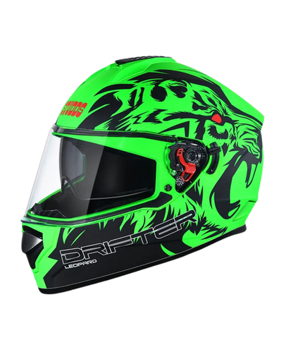Studds Drifter D2 Leopard Decor Graphics Helmet - Matt Green Black N9