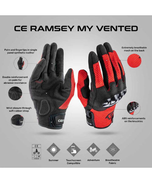 Acerbis Ramsey My Vented Riding Gloves - Red