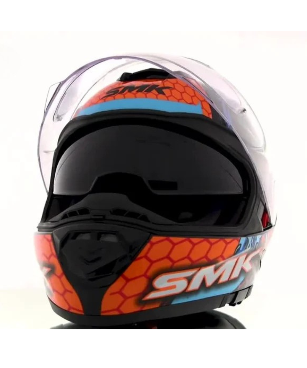 SMK Twister Dragon GL758 Orange Blue Helmet - SMK