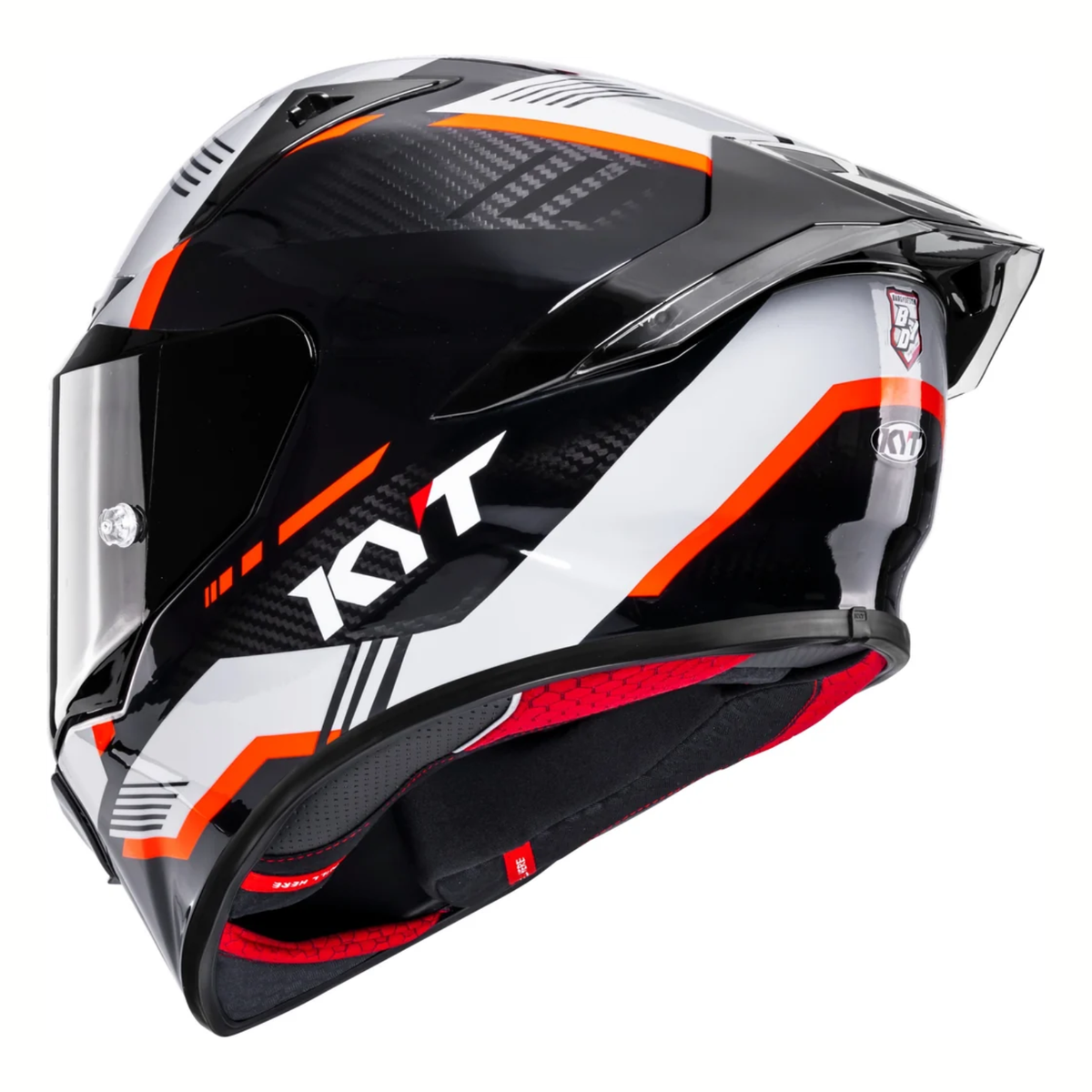 KYT R1R Zone Carbon Fiber Helmet - Gloss Black Orange - KYT Helmets