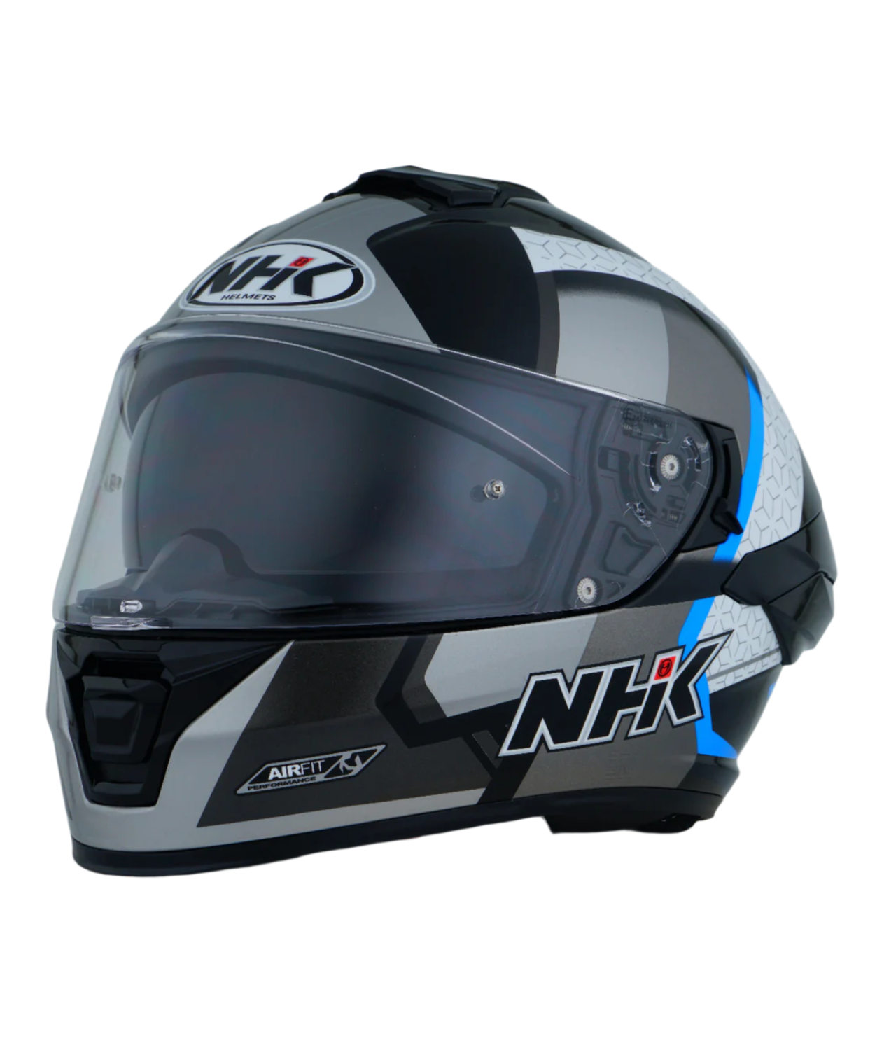 NHK K5R 2V Retro Helmet - Gloss Black Silver Blue