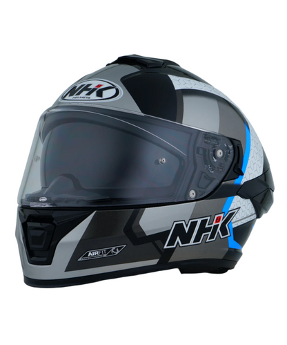 NHK K5R 2V Retro Helmet - Gloss Black Silver Blue