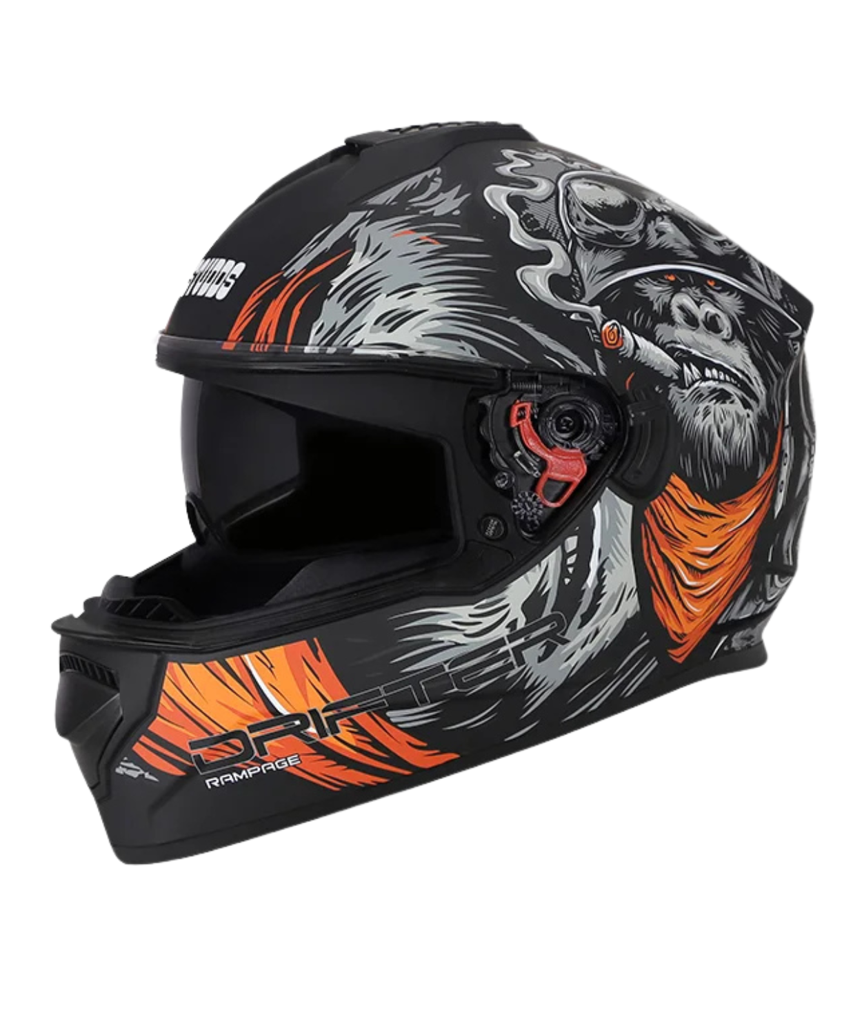 Studds Drifter D3 Rampage Decor Graphics Helmet - Matt Black Orange N10