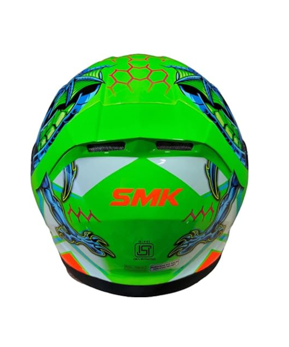 SMK Twister Dragon GL875 Orange Green Helmet - SMK