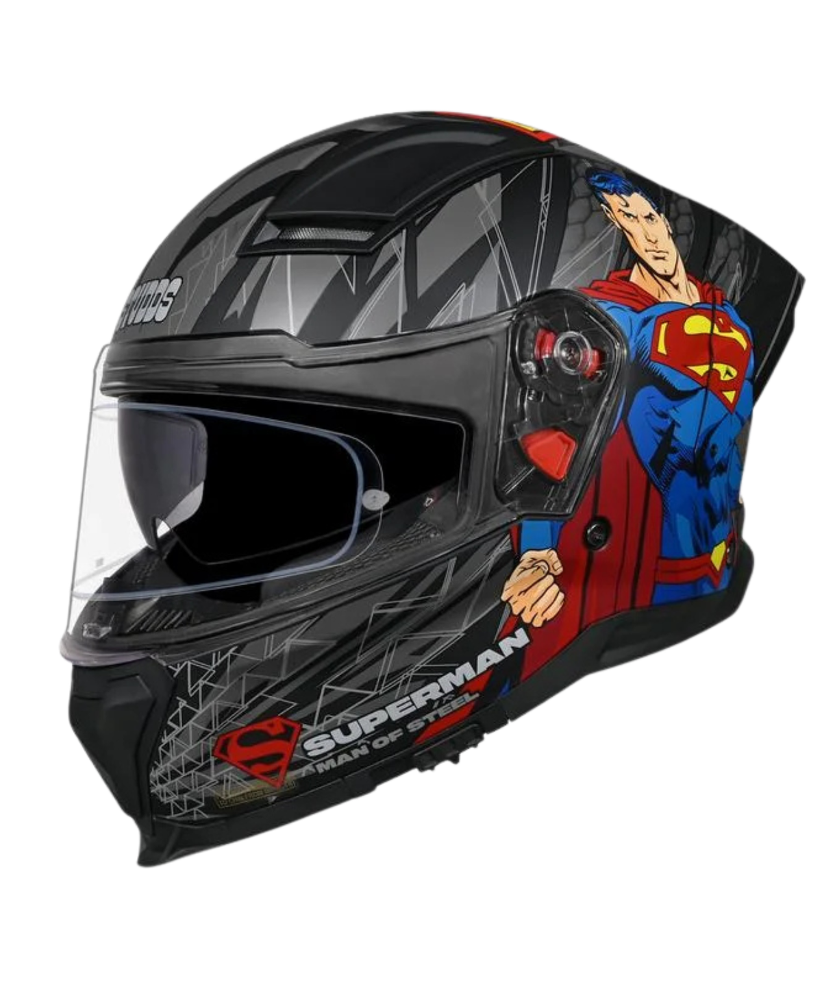 Studds Helios Superman Edition Graphics Helmet - Matt Black Blue N1 - Studds