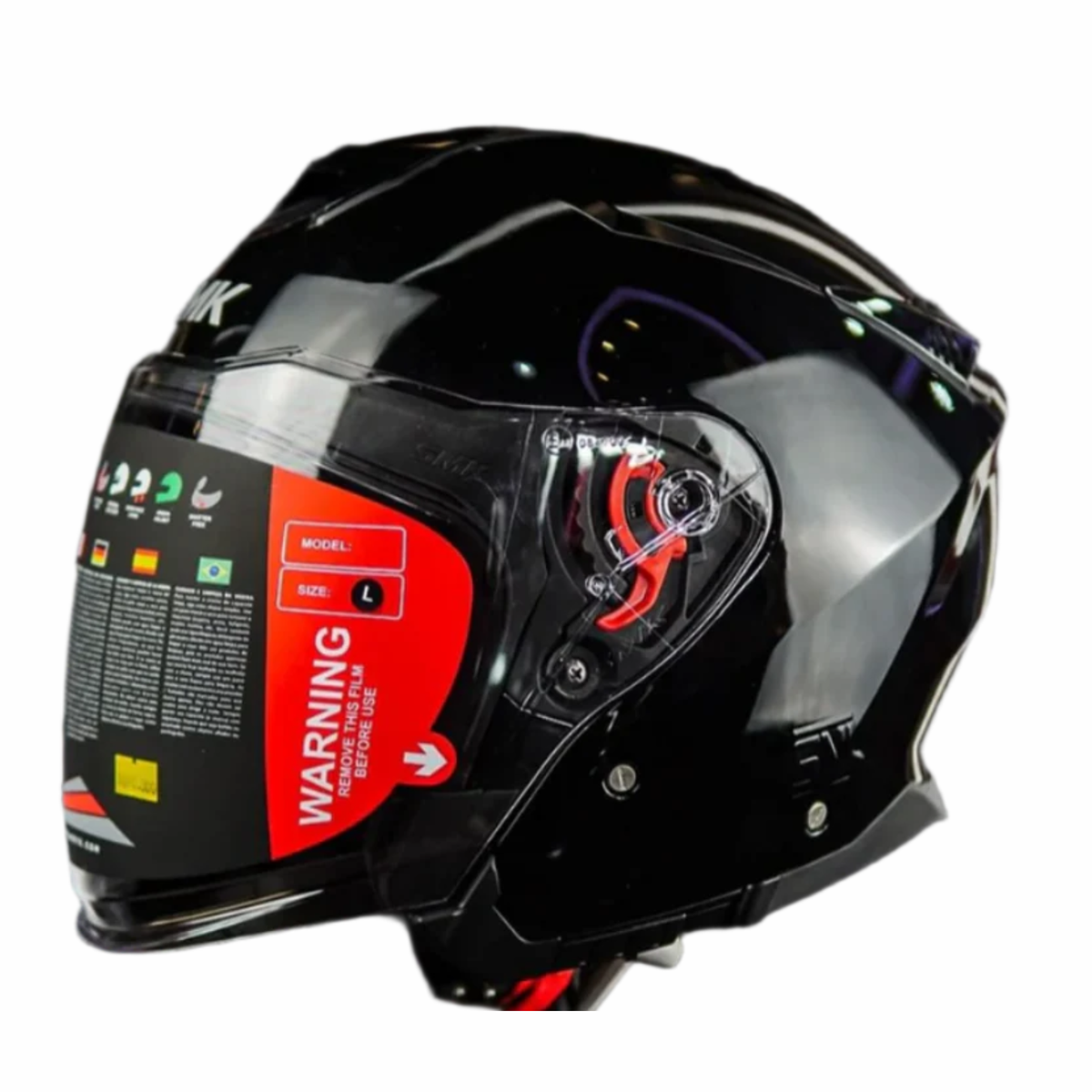 SMK GTJ GL200 Half Face Helmet - Solid Gloss Black - SMK
