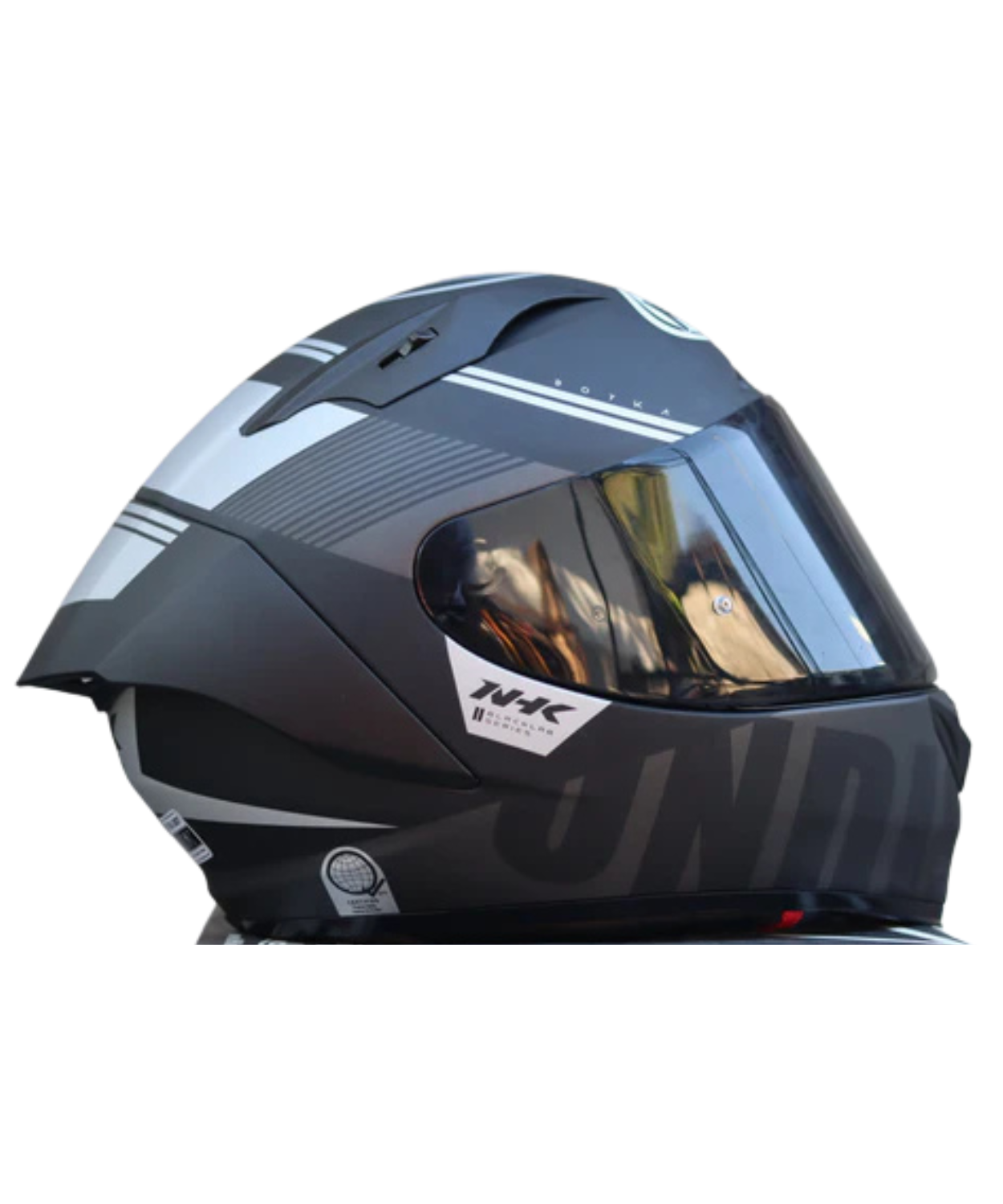 NHK GP R Tech Street Undisputed Helmet - Gloss Black Silver