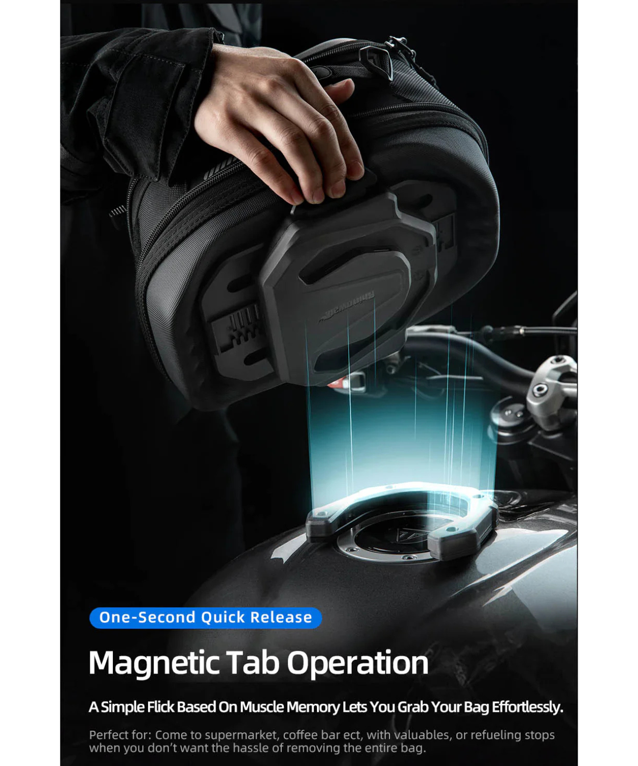 Rhinowalk Mechanic Series X Magnetic Tanklock Bag 5.6L - Black - MJX2011BK (Tanklock Ring Sold Separately)