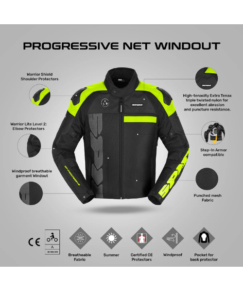 Spidi Progressive Net Windout Riding Jacket - Black Yellow