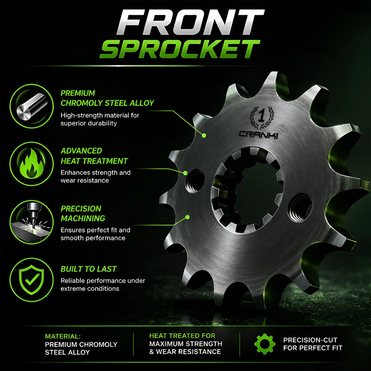 Crank1 Triumph Bonneville T120 (2016 Onwards) Performance Motorcycle Sprocket - Black - CPF29051-17T